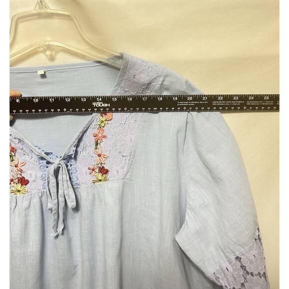Unbranded Womens 5X‎ Lace Embroidered Blue Top - Picture 2 of 12